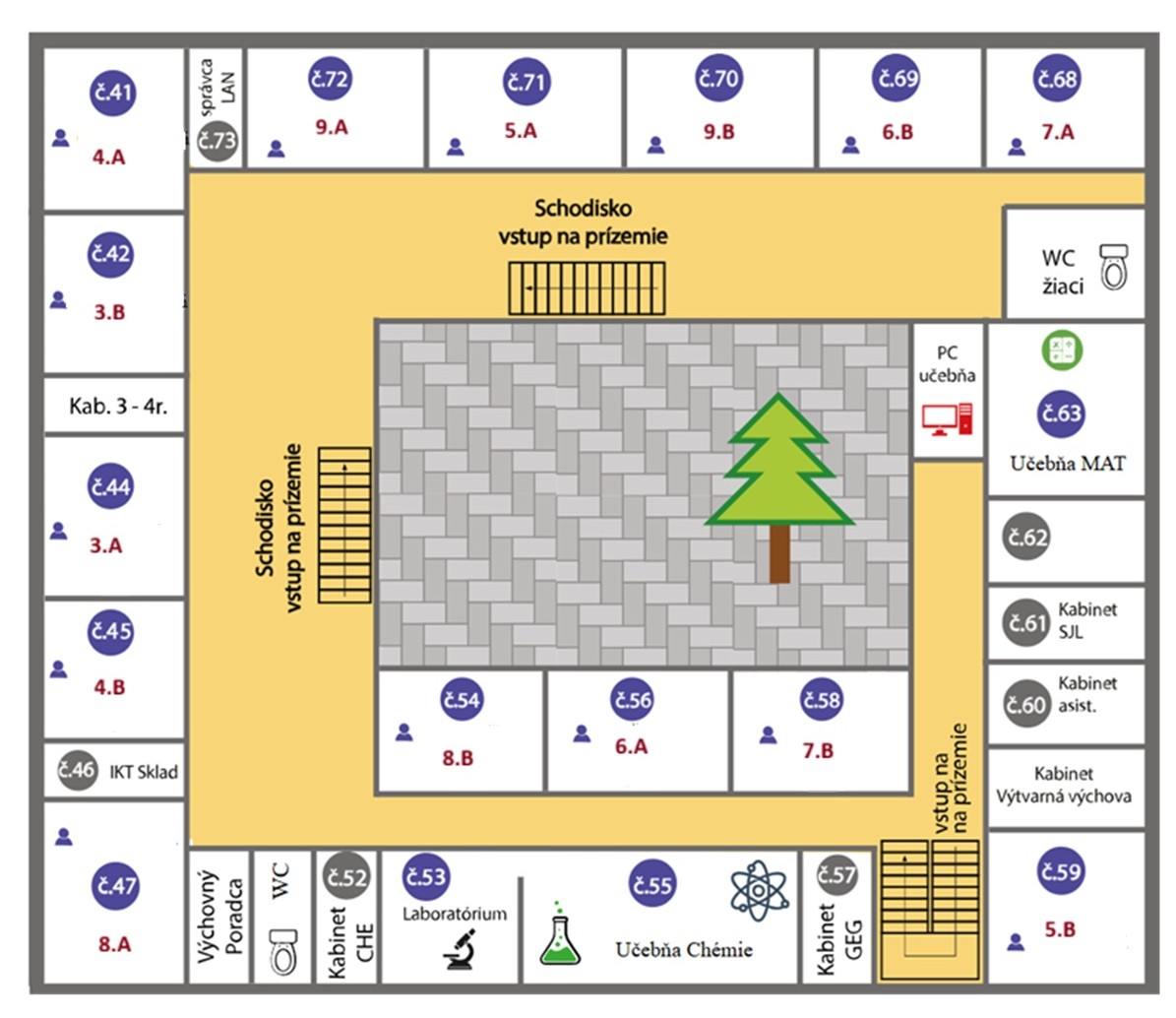 Rozmiestnenie ucebne hl budova poschodie111