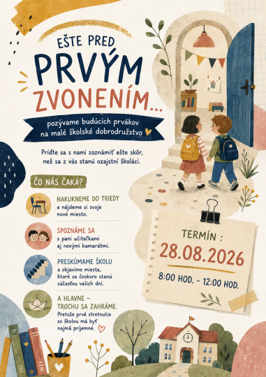 Uvítací deň pre prváčikov v šk. roku 2026/27